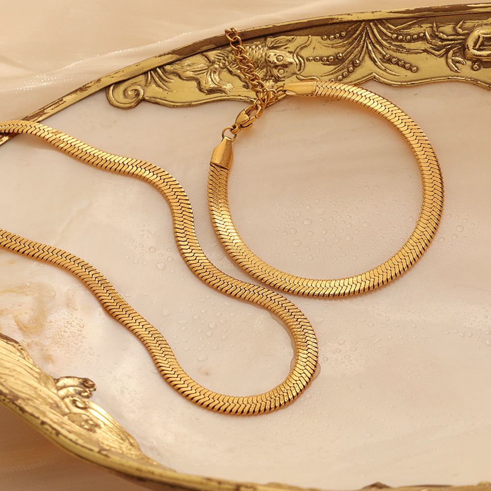 Herringbone Duo (Gold) (Necklace + Bracelet)