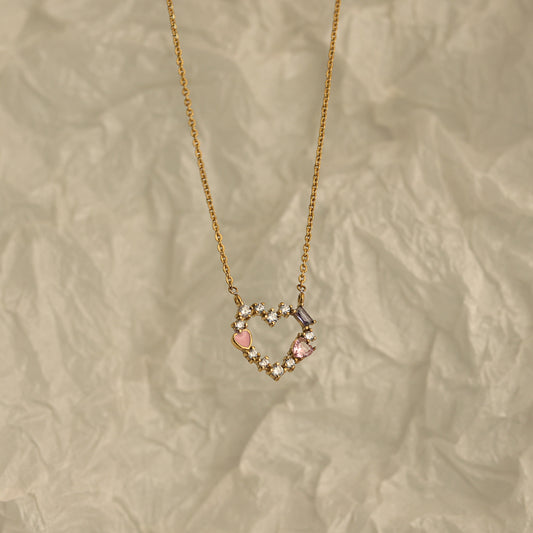 Shimmer Heart Cluster Necklace – Gold (44 + 5.5 cm)