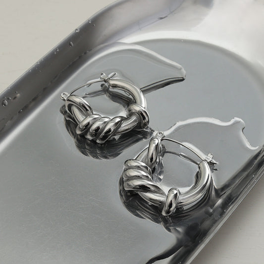 Double-Hoop Illusion Earrings 26 mm – Silver