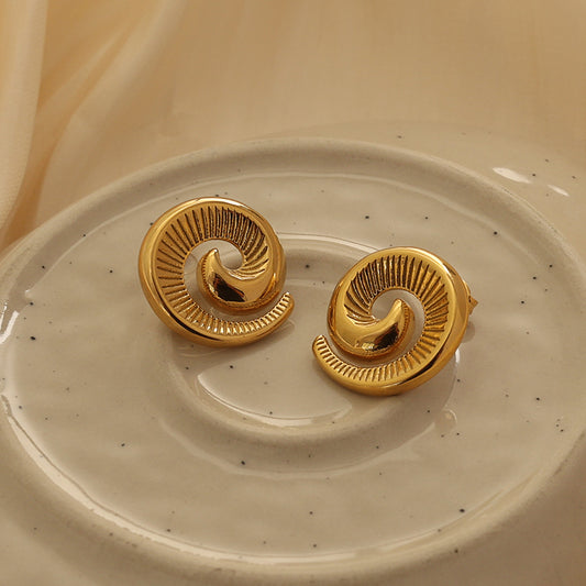 Spiral Swirl Stud Earrings – Gold (19 mm)