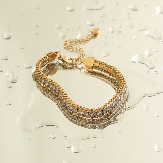 Zircon Mesh Bracelet – Gold (16.5 cm)