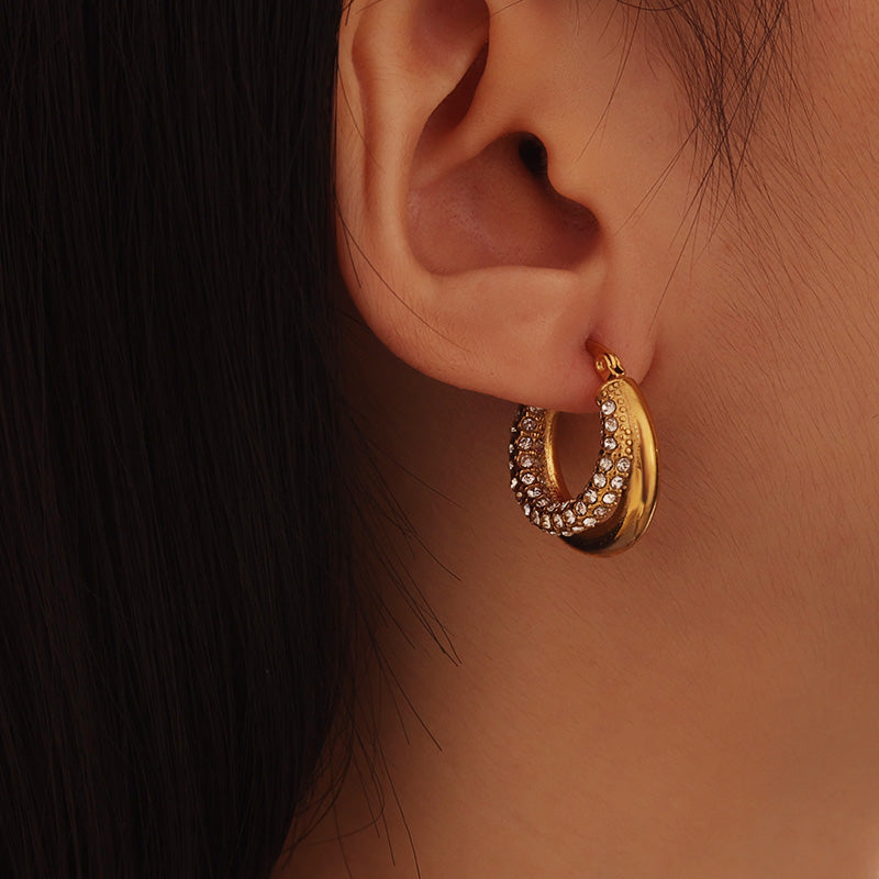 Crystal Mini Hoops 23mm – Gold