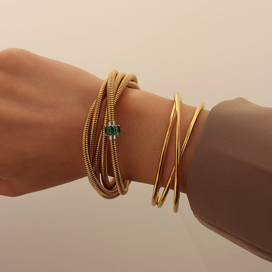 Double-Band Open Cuff – Gold (62 mm)