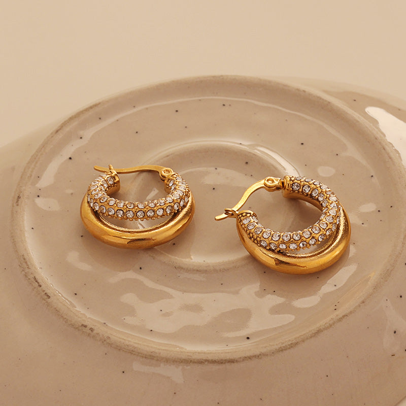 Crystal Mini Hoops 23mm – Gold