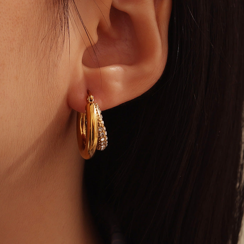 Crystal Mini Hoops 23mm – Gold