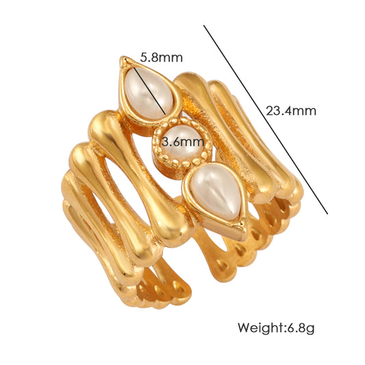 Open Pearl Accent Ring – Gold
