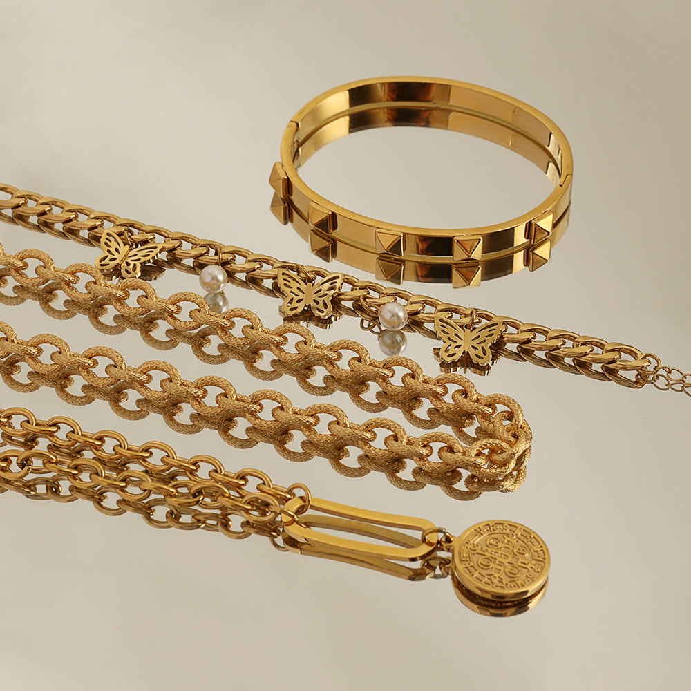 Coin-Charm Toggle Bracelet – Gold (17 + 5 cm)