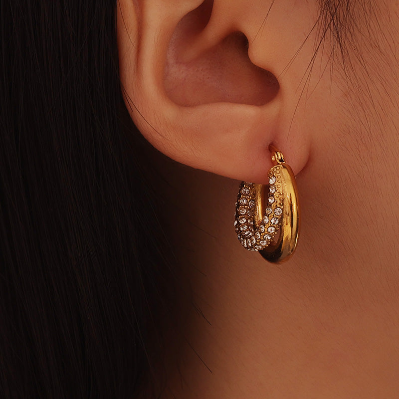 Crystal Mini Hoops 23mm – Gold