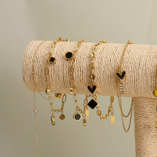 Enamel Charm Anklet – Gold (21 + 5 cm)