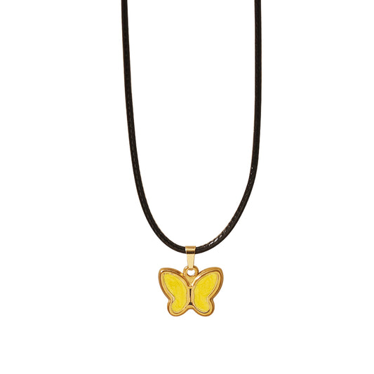 Enamel Butterfly Necklace (Blue or Yellow) – Gold (39.5 + 8 cm)