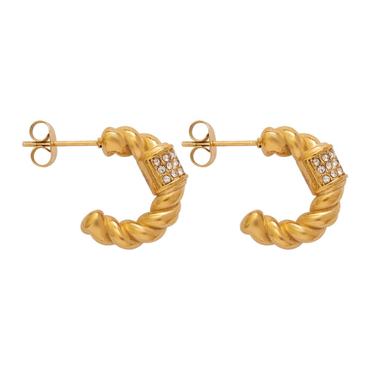 Crystal Duo Studs – Gold