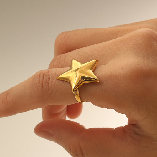 Puffed Star Ring – Gold (Adjustable)