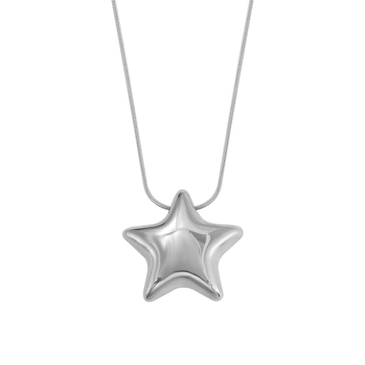 Puffed Star Necklace – Silver (41 + 5 cm)