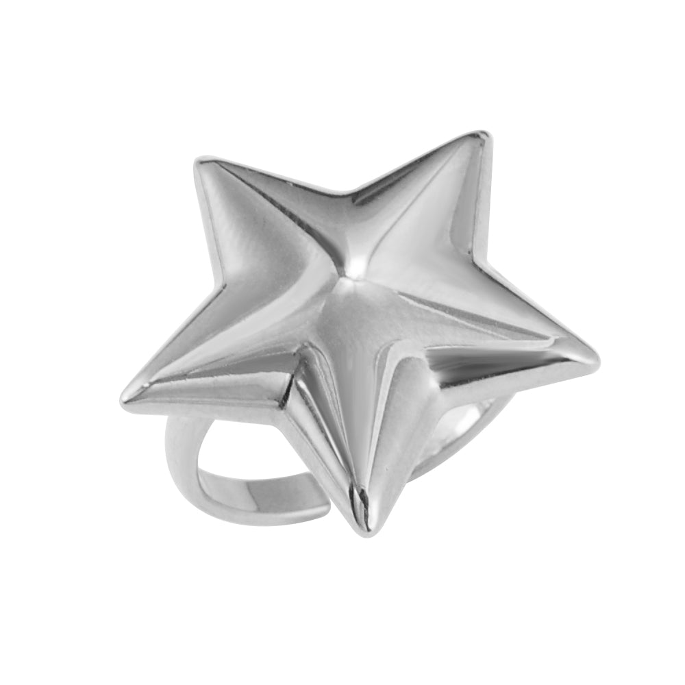 Puffed Star Ring – Silver (Adjustable)