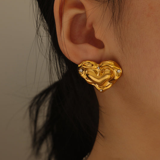 Puffy Heart Huggies – Gold (27 × 22.8 mm charm)