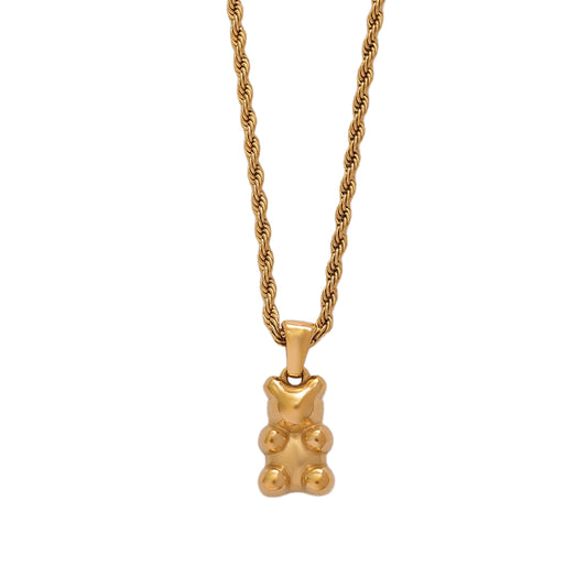 Teddy Bear Pendant Necklace – Gold