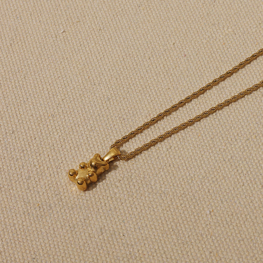 Teddy Bear Pendant Necklace – Gold