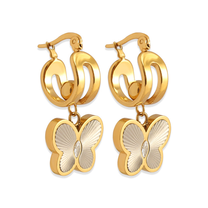 MINI BUTTERFLY SET  (Necklace + Huggies)