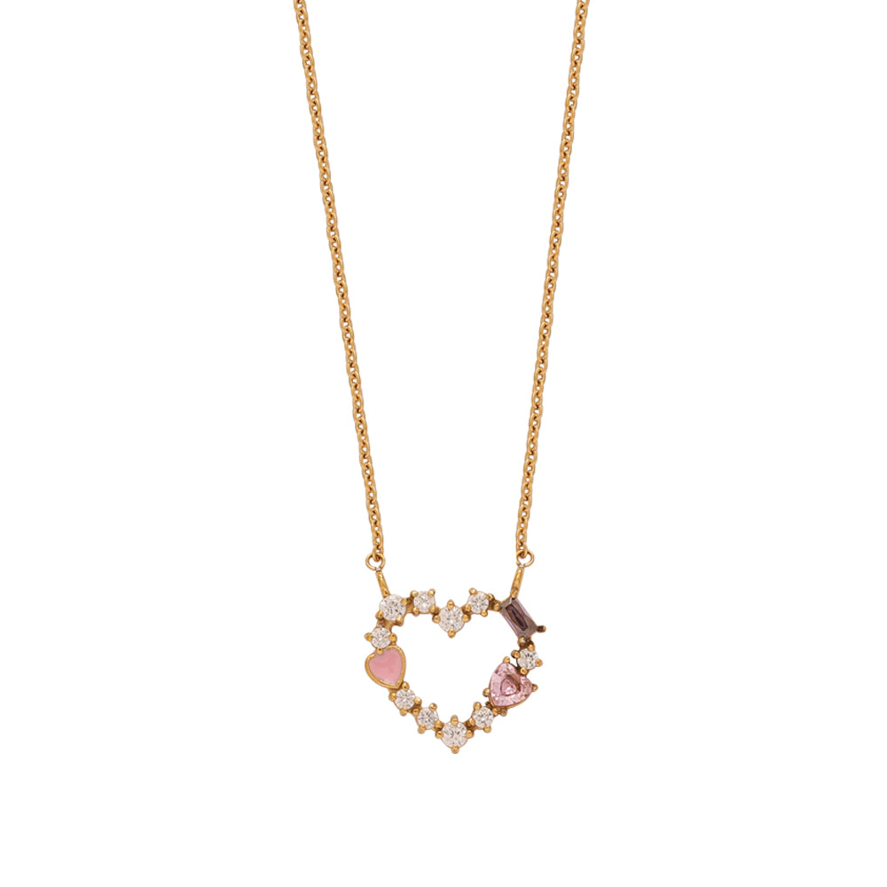 Shimmer Heart Cluster Necklace – Gold (44 + 5.5 cm)