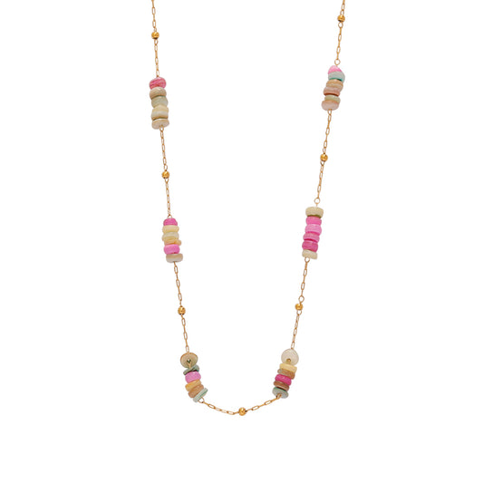 Layered Natural-Stone Necklace – Gold (40 cm + choker 16 cm + 5 cm ext.)