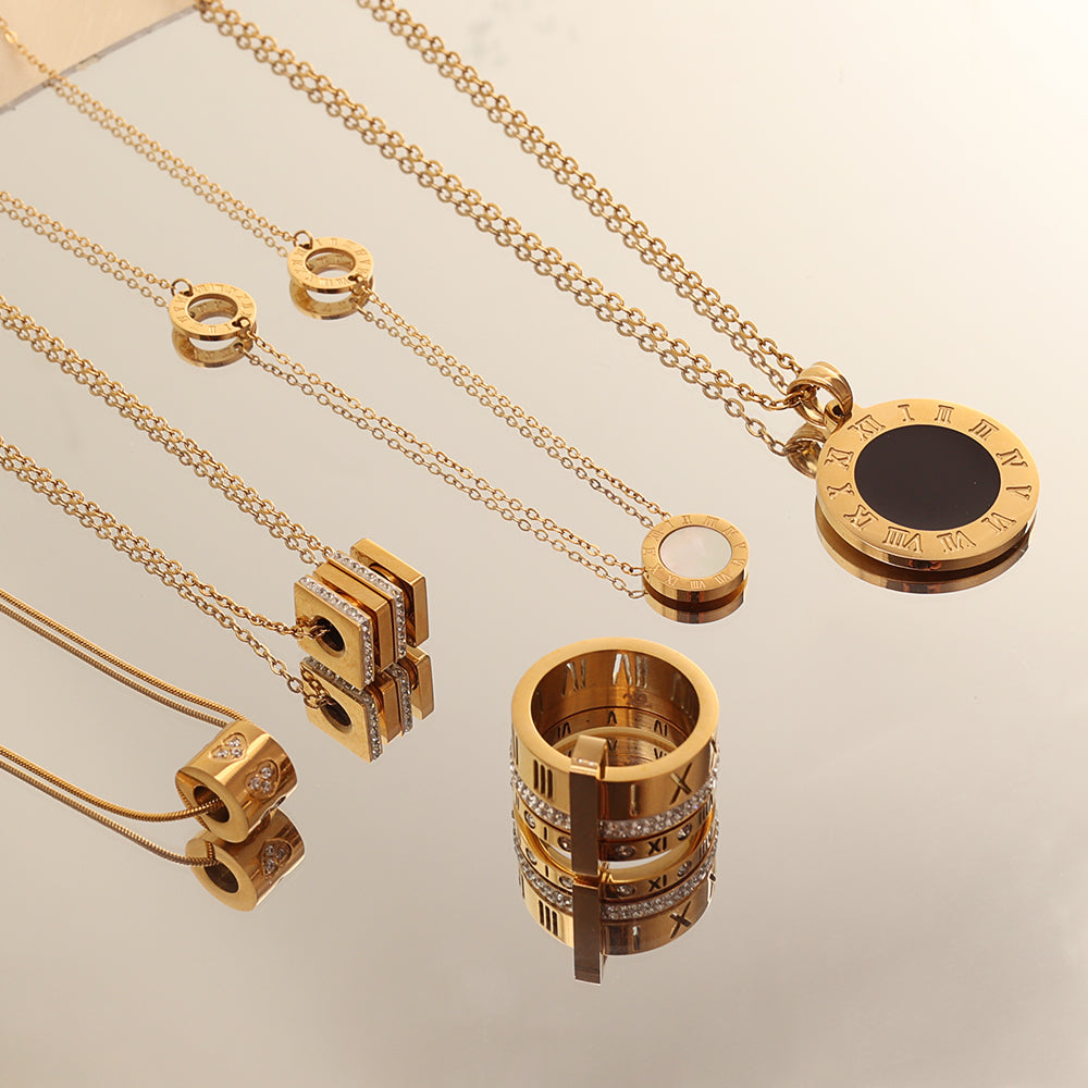 Dual Bar Pendant Necklace – Crystal (Gold)