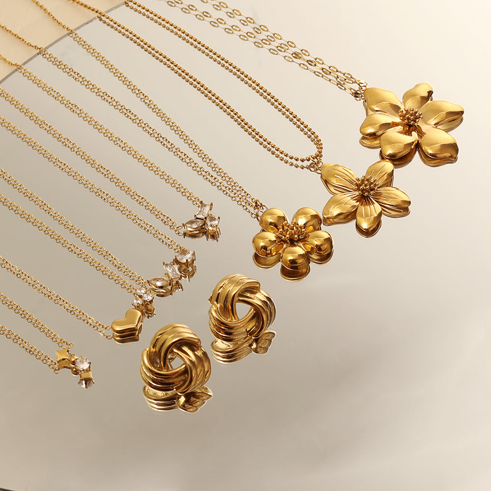 Trio Shapes Zircon Necklace – Gold
