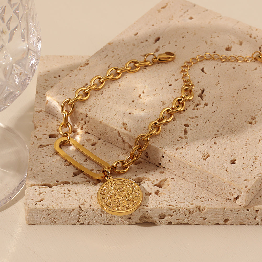 Coin-Charm Toggle Bracelet – Gold (17 + 5 cm)