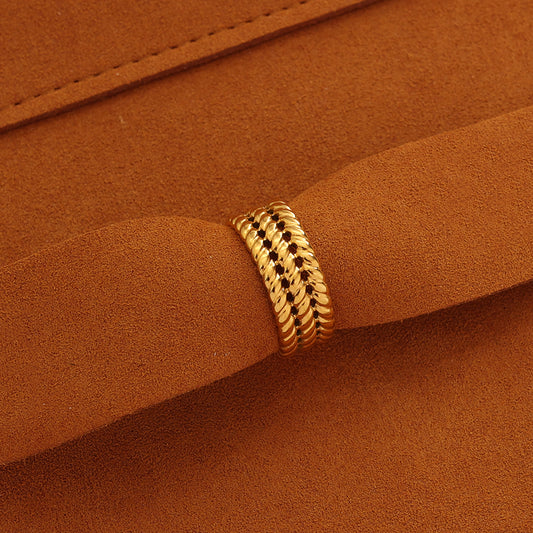 Textured Dome Open Ring – Gold (Adjustable)