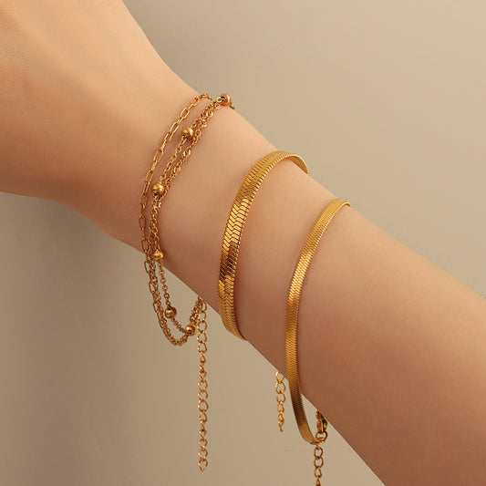 Beaded Chain Bracelet – Gold