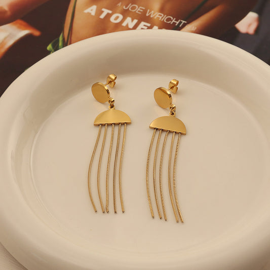 Chain-Fringe Drop Earrings – Gold