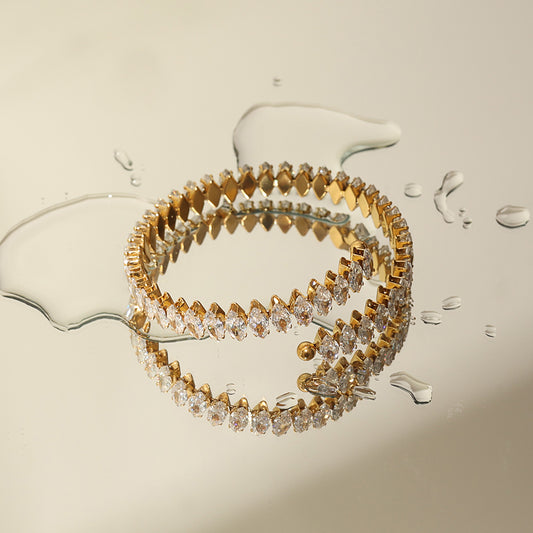 Zircon Crown Bangle – Gold (52.8 mm)